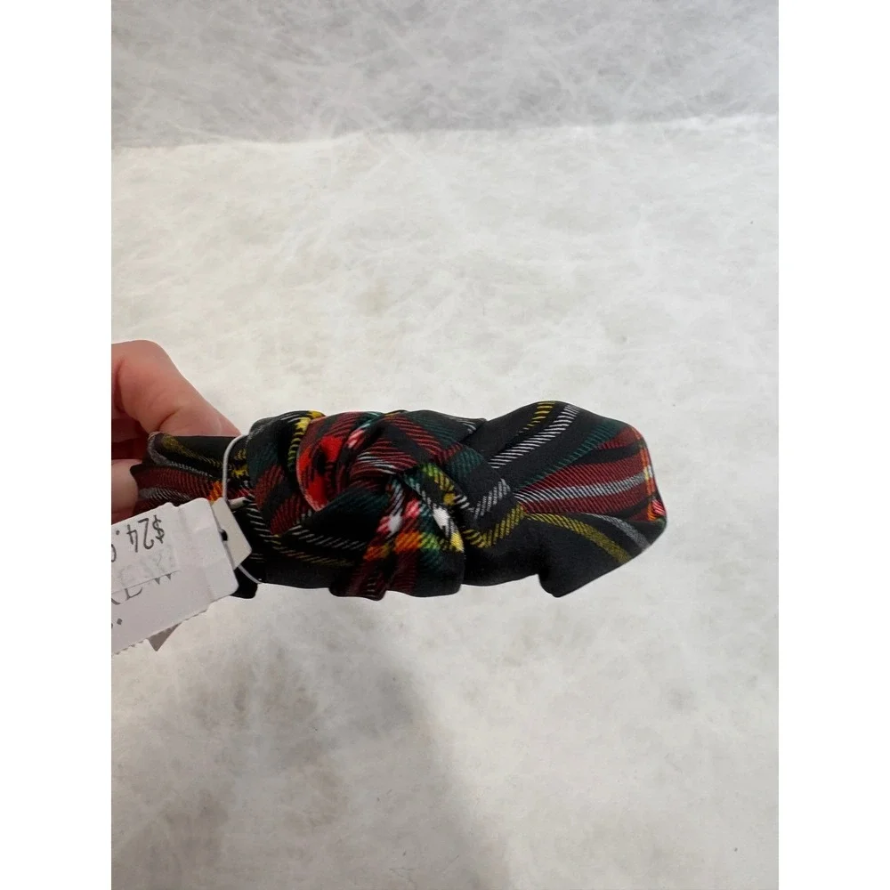 J.Crew Knotted Headband Black Stewart Tartan Plaid Holiday Hair Accessory CE742‎